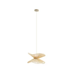 Lindby pendellampe Valdorin, beige, papir, Ø 40 cm, E27