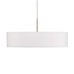 Lindby pendel Sebatin, Ø 50 cm, hvid, stof, E27