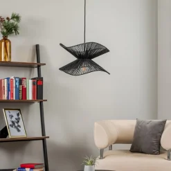 Lindby pendel Valdorin, sort, papir, Ø 40 cm, E27