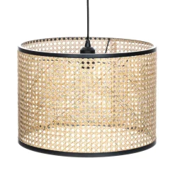 Lindby-pendel Yaelle, Ø 40 cm, rattan, sort, E27