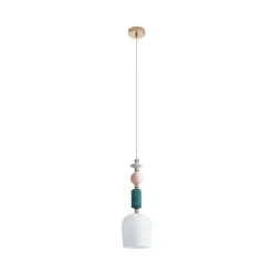 Lindby-pendel Ysoria, grå/pink/grøn, keramik, Ø 16 cm