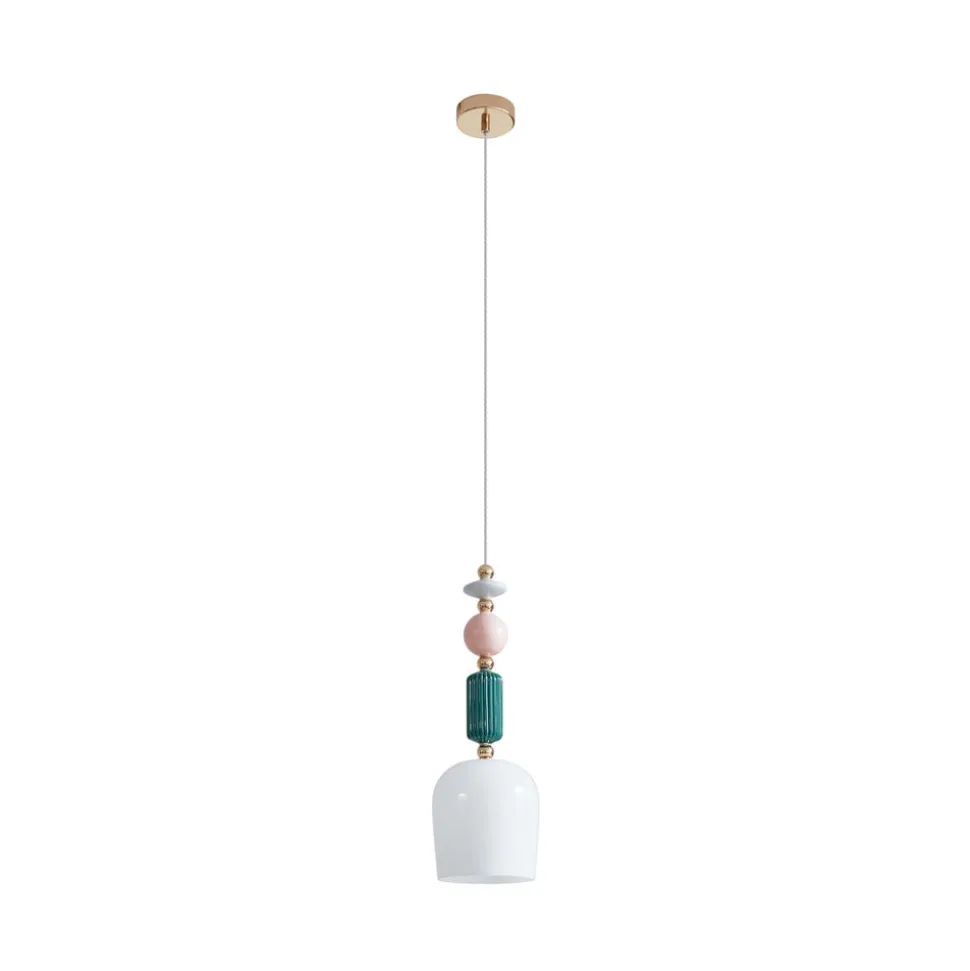 Lindby-pendel Ysoria, grå/pink/grøn, keramik, Ø 16 cm
