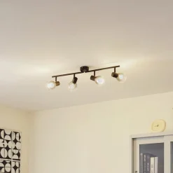 Lindby Pendura loftlampe, 4 lyskilder, sort, glas
