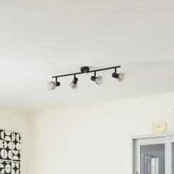 Lindby Pendura loftlampe, 4 lyskilder, sort, glas