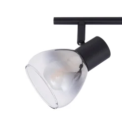 Lindby Pendura loftlampe, 4 lyskilder, sort, glas