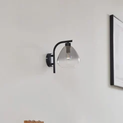 Lindby Pendura væglampe, Ø 15 cm, sort, glas