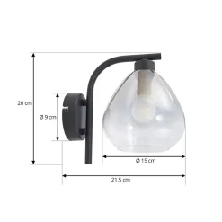 Lindby Pendura væglampe, Ø 15 cm, sort, glas
