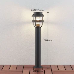 Lindby pullert Alvaro, antracit, 60 cm, IP44, E27
