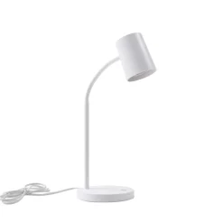 Lindby Radka bordlampe, hvid, plast, GU10, fleksibel arm