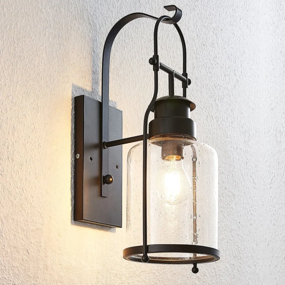 Lindby Rozalie væglampe, sort, metal, lygte, 44cm