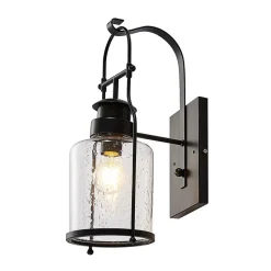 Lindby Rozalie væglampe, sort, metal, lygte, 44cm