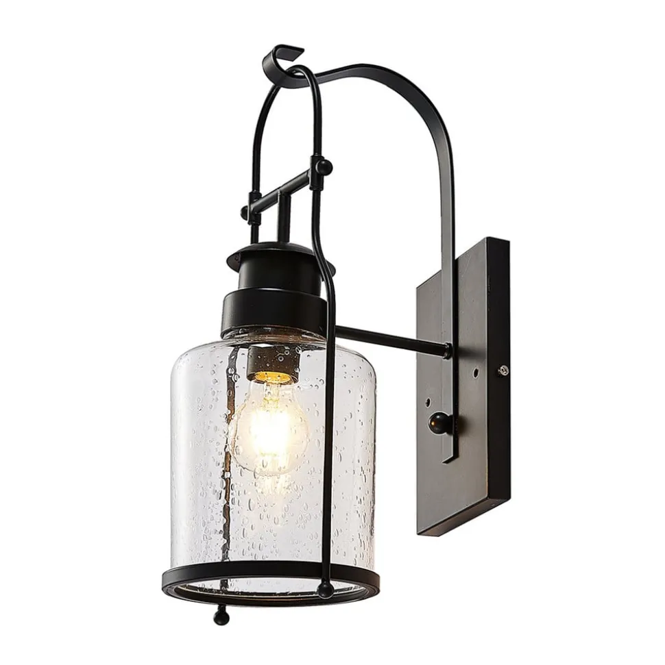 Lindby Rozalie væglampe, sort, metal, lygte, 44cm