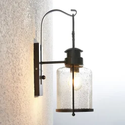 Lindby Rozalie væglampe, sort, metal, lygte, 44cm
