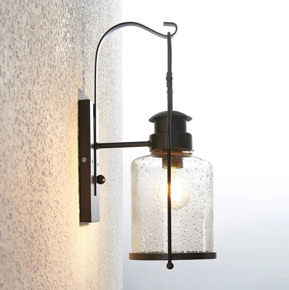Lindby Rozalie væglampe, sort, metal, lygte, 44cm