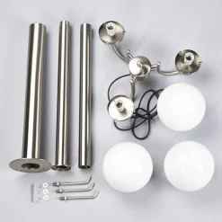 Lindby Samuel udendørslampe, 218 cm, 3 lyskilder, kugle, E27, IP44