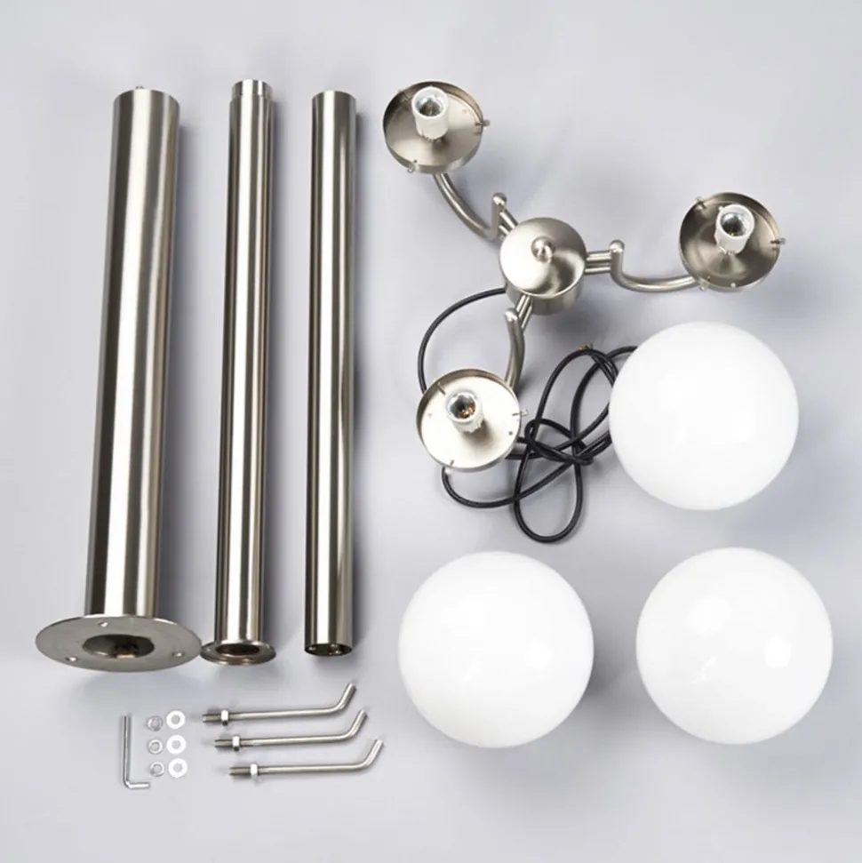 Lindby Samuel udendørslampe, 218 cm, 3 lyskilder, kugle, E27, IP44