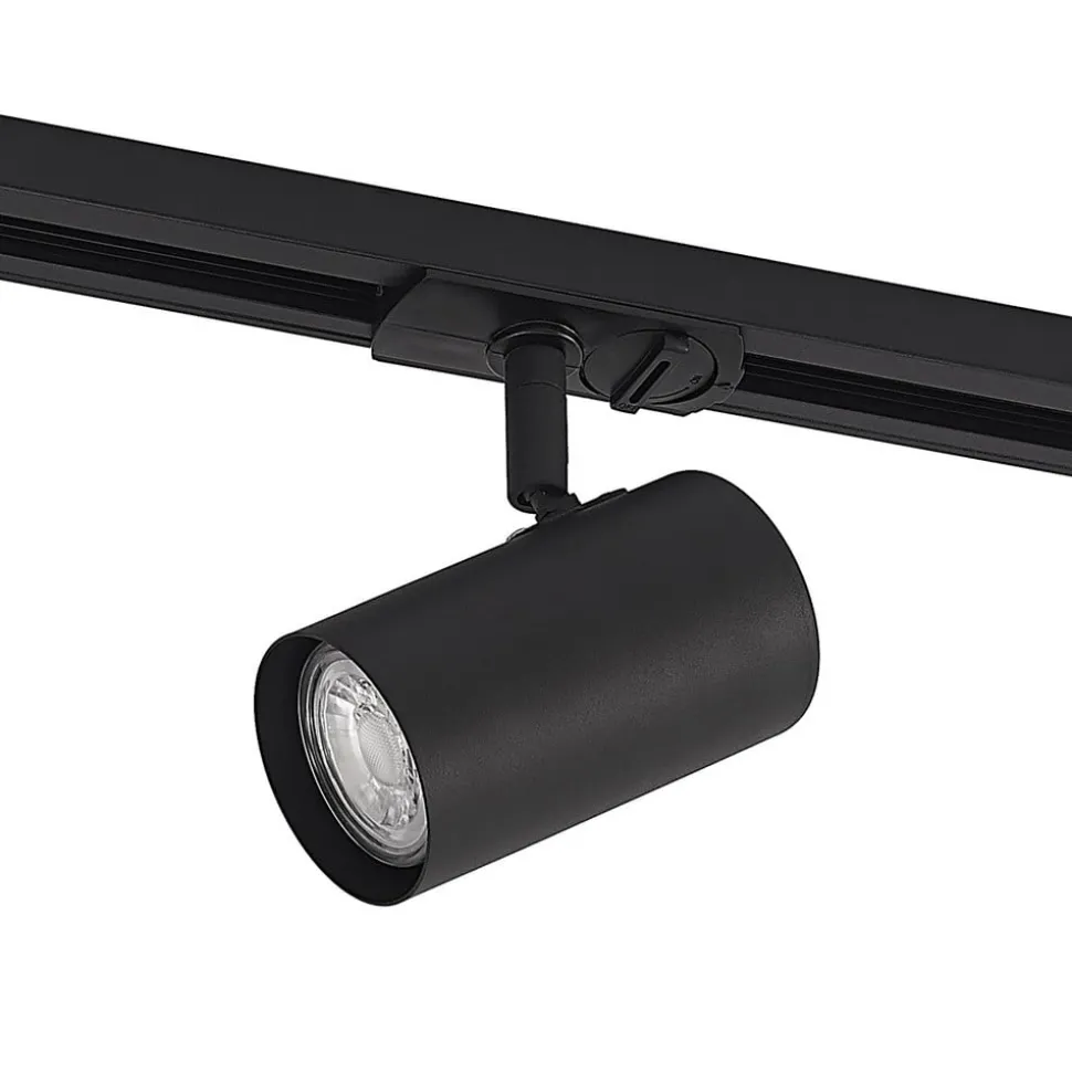 Lindby skinnespot Linaro, GU10, Ø 6 cm, sort, 1-faset