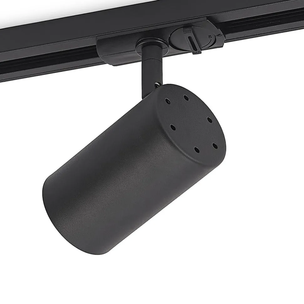 Lindby skinnespot Linaro, GU10, Ø 6 cm, sort, 1-faset
