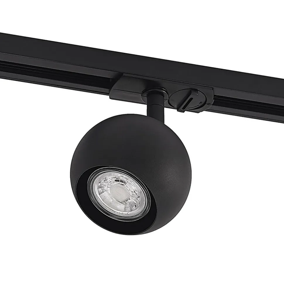Lindby skinnespot Linaro, GU10, Ø 9 cm, sort, 1-faset