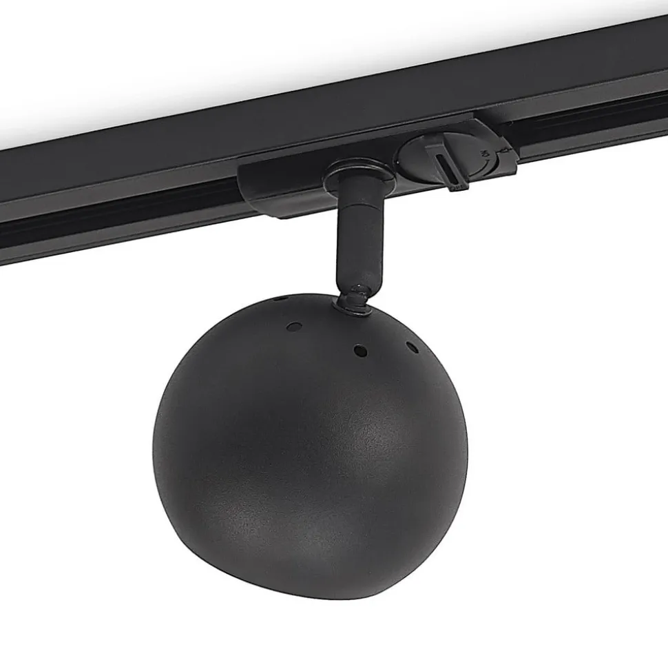 Lindby skinnespot Linaro, GU10, Ø 9 cm, sort, 1-faset