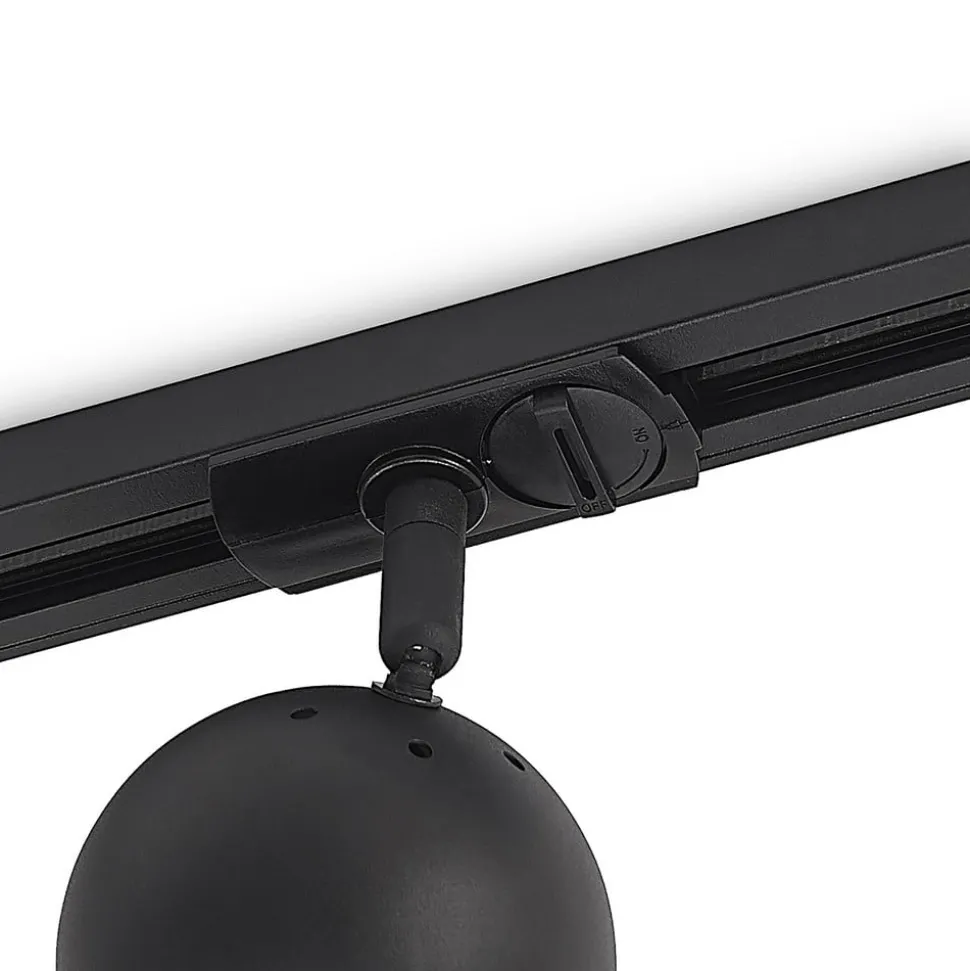 Lindby skinnespot Linaro, GU10, Ø 9 cm, sort, 1-faset