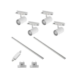 Lindby skinnesystem Linaro, GU10, 4 lyskilder, hvid, Ø 6 cm