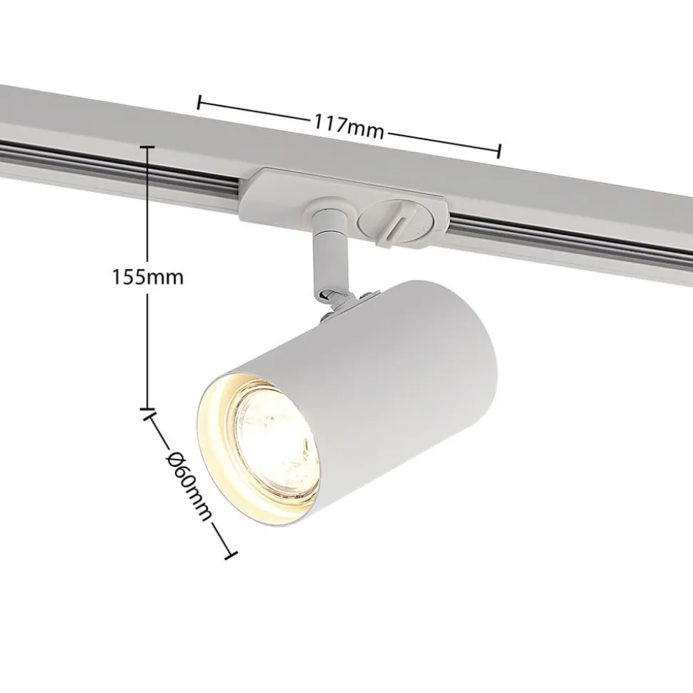 Lindby skinnesystem Linaro, GU10, 4 lyskilder, hvid, Ø 6 cm