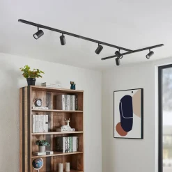 Lindby skinnesystem Linaro, GU10, 6 lyskilder, sort, T-form