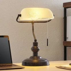 Lindby skrivebordslampe Profina, 39 cm, rustbrun, stål