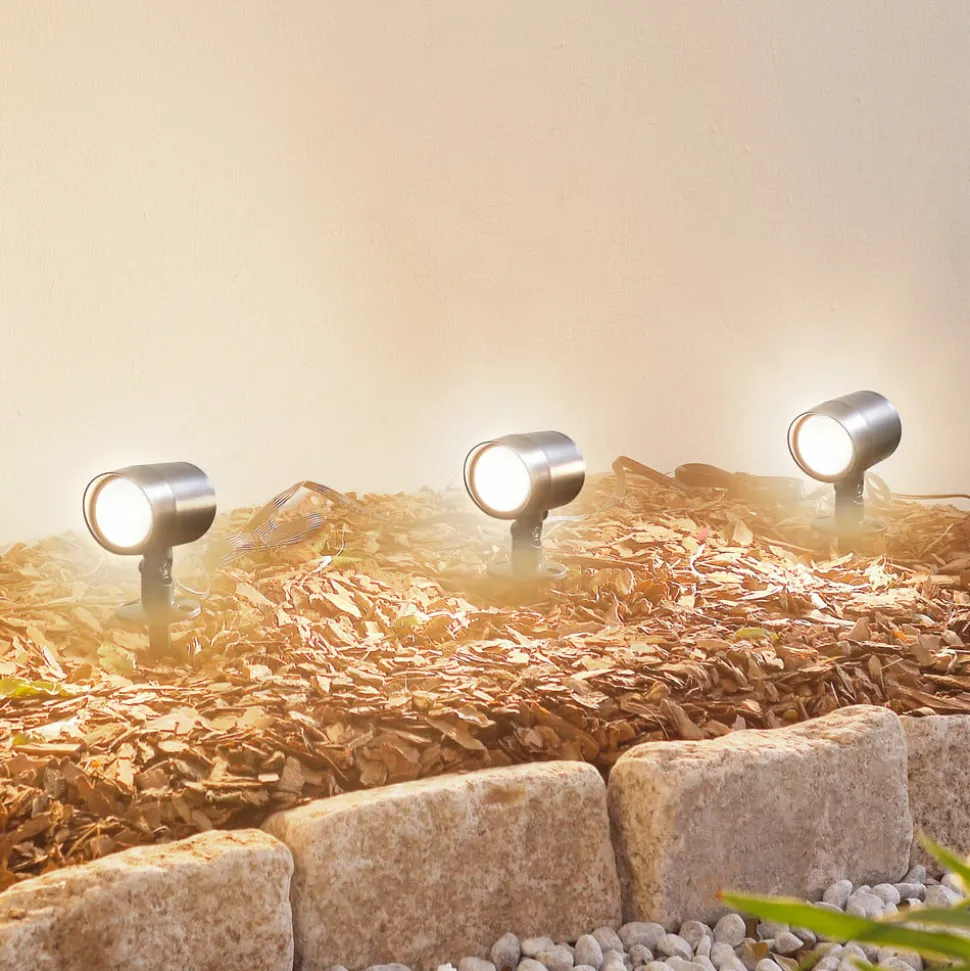 Lindby Smart LED jordspydsspot Nycta, RGB, Tuya, sæt med 3 stk