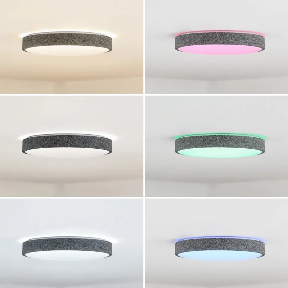Lindby Smart LED-loftlampe Elmor Ø 39 cm grå RGB CCT