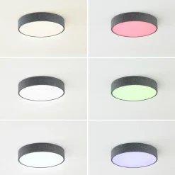 Lindby Smart LED-loftlampe Elmor Ø 45 cm grå RGB CCT