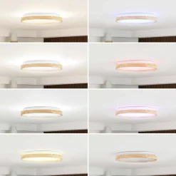 Lindby Smart LED-loftslampe Mirren træ Ø49,5 cm CCT Tuya
