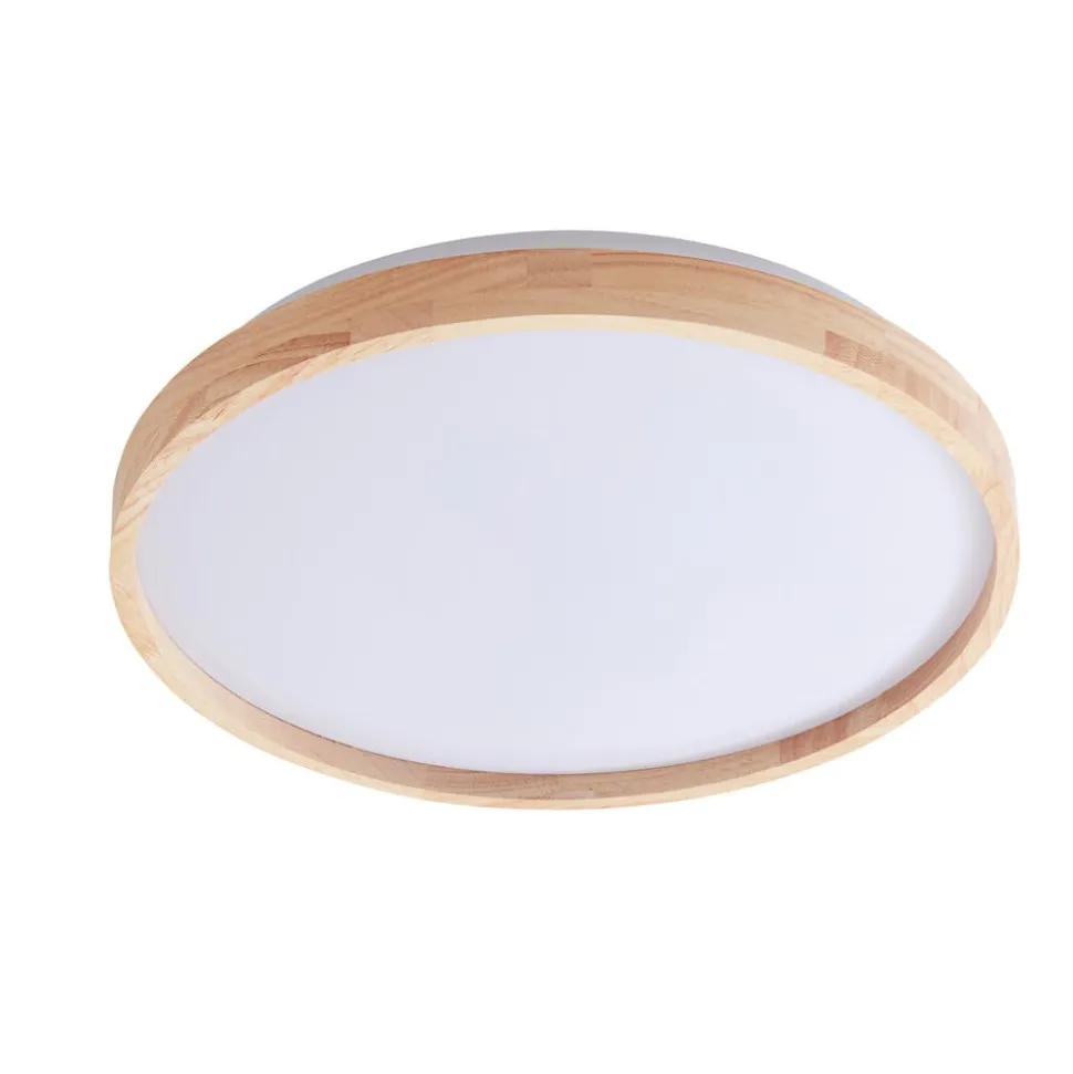 Lindby Smart LED-loftslampe Mirren træ Ø39,5 cm CCT Tuya