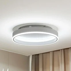 Lindby Smart LED-loftslampe Yasmen, hvid, metal, CCT, Tuya