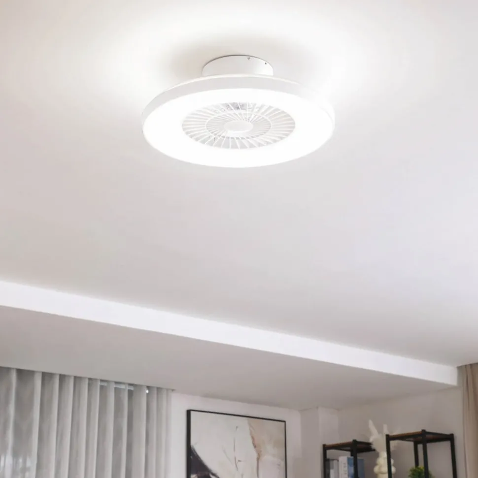 Lindby Smart LED-loftventilator Paavo, hvid, støjsvag, Tuya