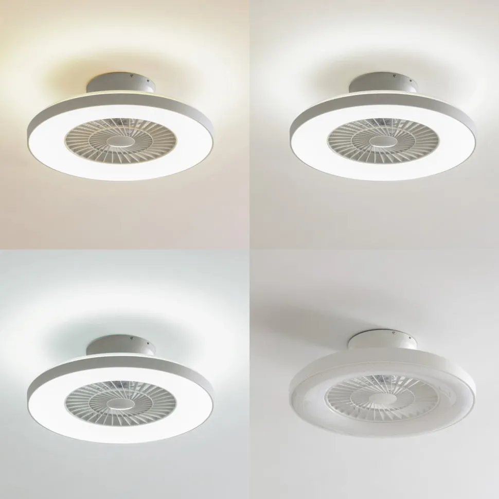 Lindby Smart LED-loftventilator Paavo, hvid, støjsvag, Tuya