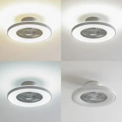 Lindby Smart LED-loftventilator Paavo, sølv, lydløs, Tuya