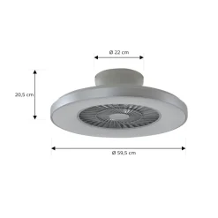 Lindby Smart LED-loftventilator Paavo, sølv, lydløs, Tuya