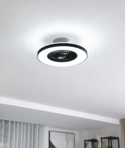 Lindby Smart LED-loftventilator Paavo sort, lydsvag Tuya