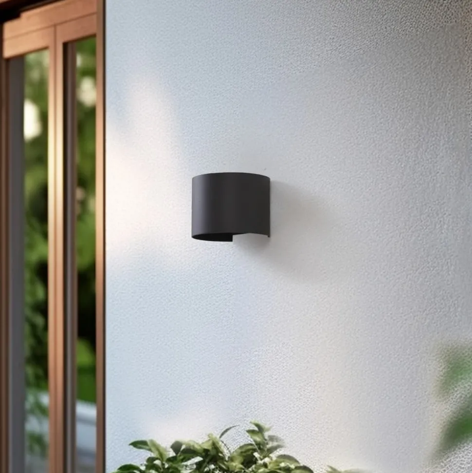 Lindby Smart LED udendørs væglampe Dara grå rund CCT RGB Tuya