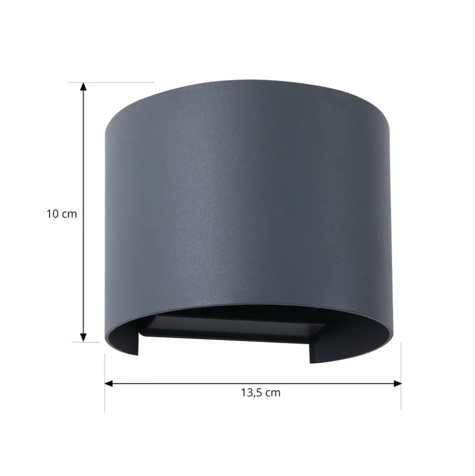 Lindby Smart LED udendørs væglampe Dara grå rund CCT RGB Tuya