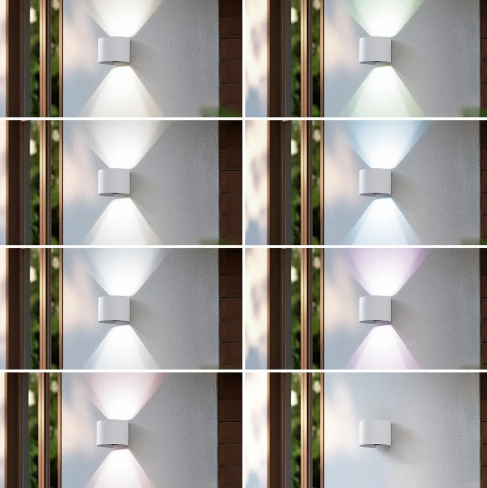 Lindby Smart LED udendørs væglampe Dara hvid rund CCT RGB Tuya