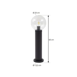 Lindby sokkellampe Dangan, klar, højde 60 cm, glas, metal