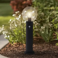 Lindby sokkellampe Dangan, klar, 60 cm, glas, sensor