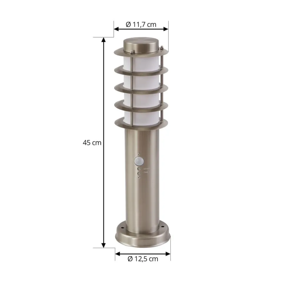 Lindby sokkellampe Hanja, sensor, stål, Ø 11,7 cm