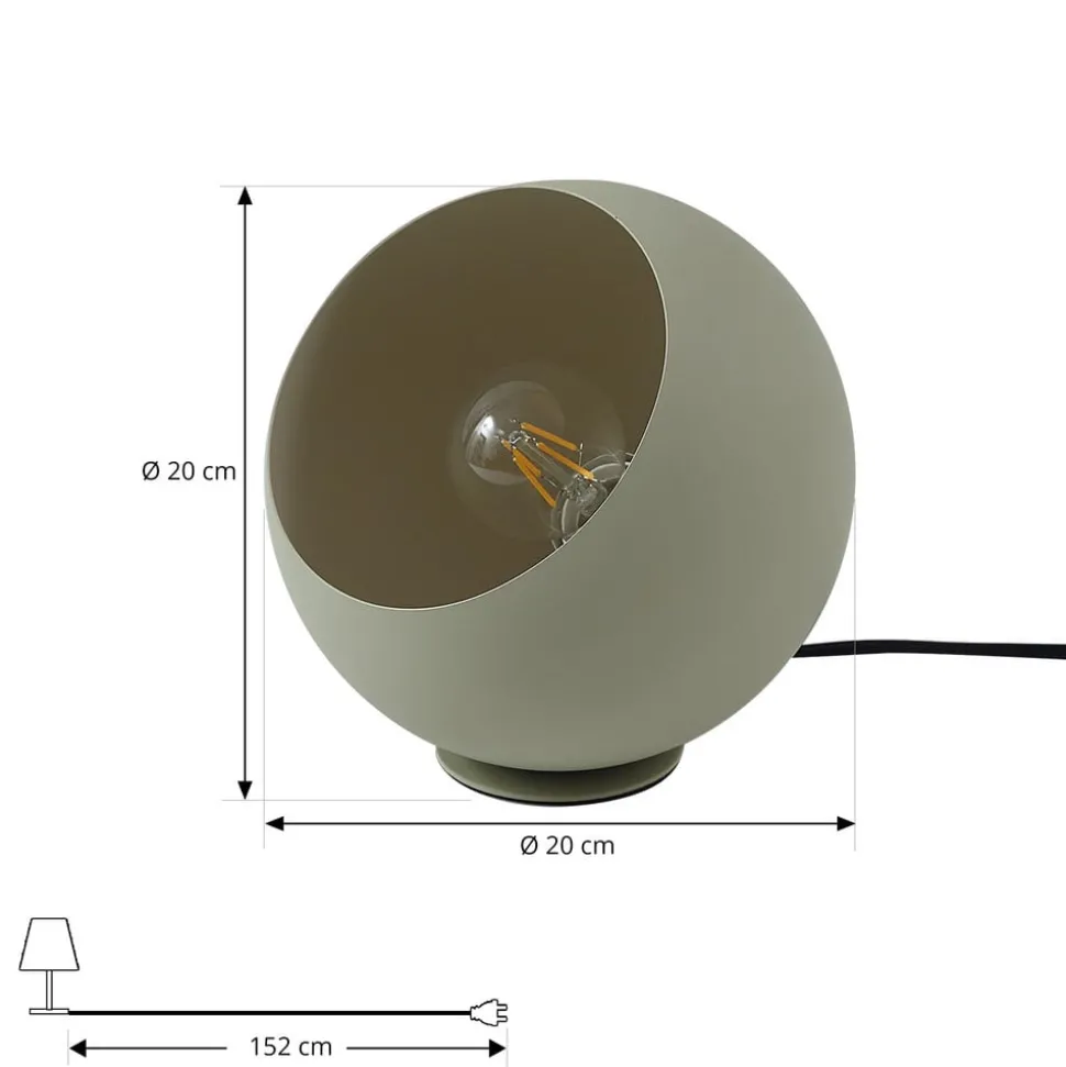 Lindby Solomia bordlampe, grøn, jern, Ø 20 cm