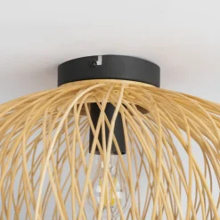 Lindby Solvira loftlampe, bambusflet, rund