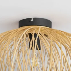Lindby Solvira loftlampe, bambusflet, rund