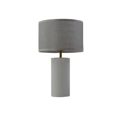 Lindby Sorscha bordlampe, hvid, jern, Ø 26 cm
